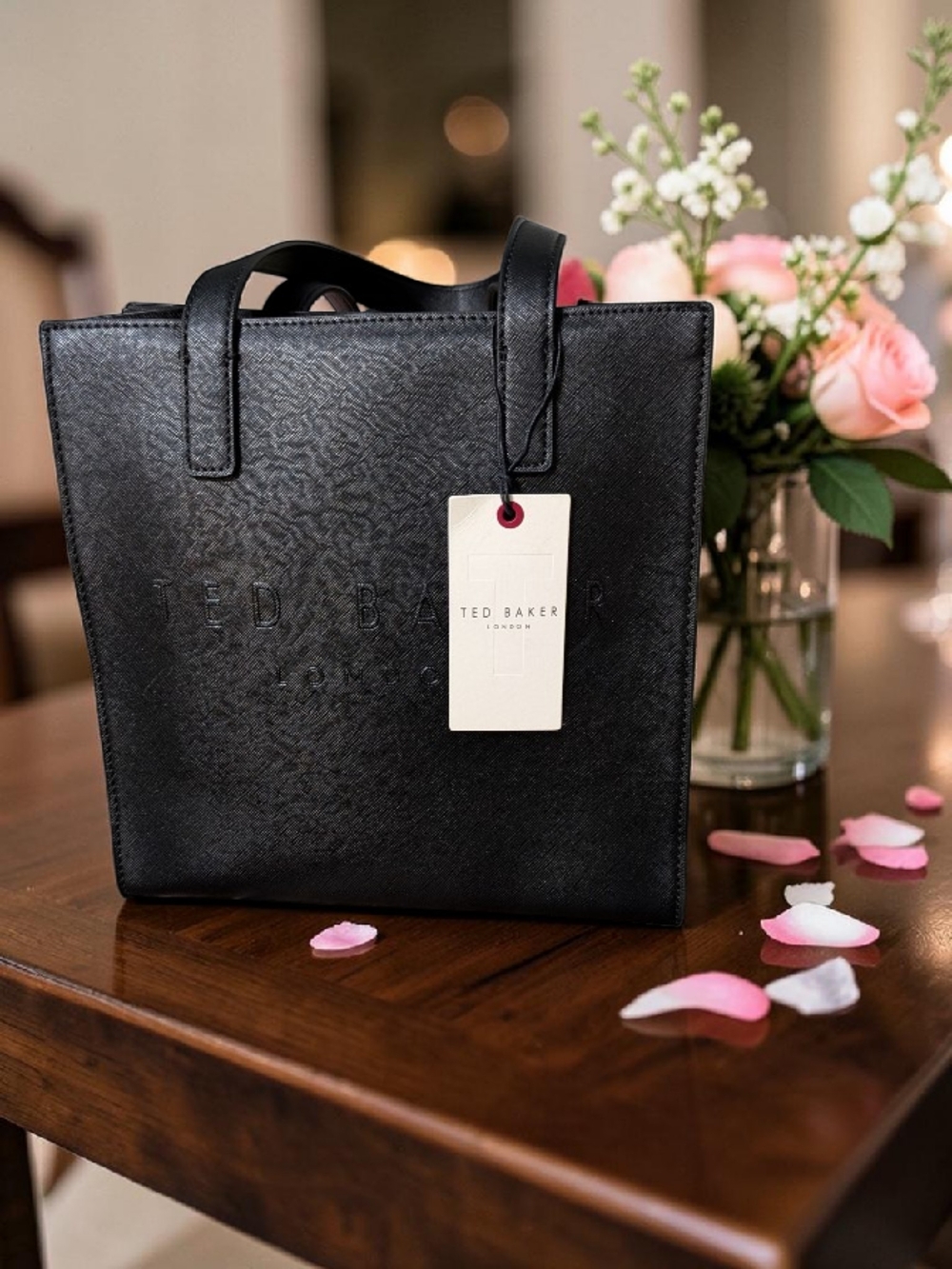 New! Ted Baker Black "The Icon" Leather Tote Bag (NWT) - Picture 3 of 10